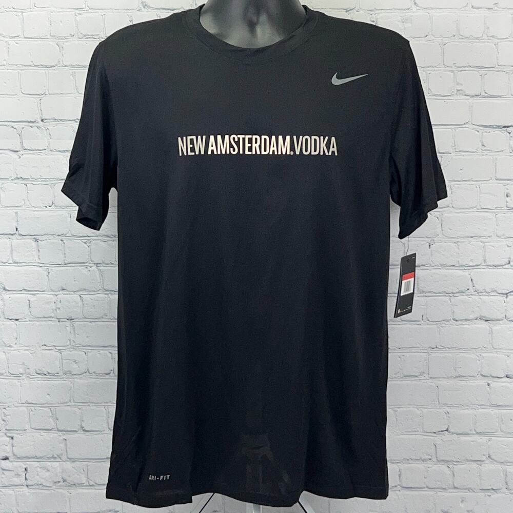 New Amsterdam Vodka T Shirt L Large Black Nike Dri Fit Short Sleeve Alcohol Tee